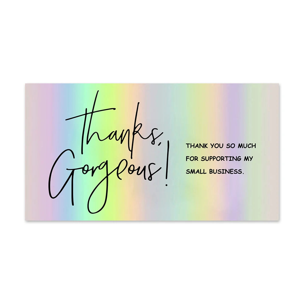 10-50pcs Thank You Cards For Small Business Colorful Laser Paper Thank You For Your Order "Beyond Grateful" Cards