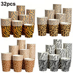 Jungle Safari Wild Animal Party Supplies Disposable Jungle Zoo Animal Print Paper Plates Napkins for Birthday Party Baby Shower