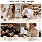 Handheld Milk Frother Stainless Steel Mini Whisk Semi-Automatic Coffee Frother for Cappuccino Latte Hot Chocolate Egg Beater Kitchen Tool