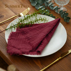 12pcs Retro Napkins 42x42cm Rustic Table Decoration Cotton Gauze Hanky Tea Towel Dining Place Mats Wedding Party Supply