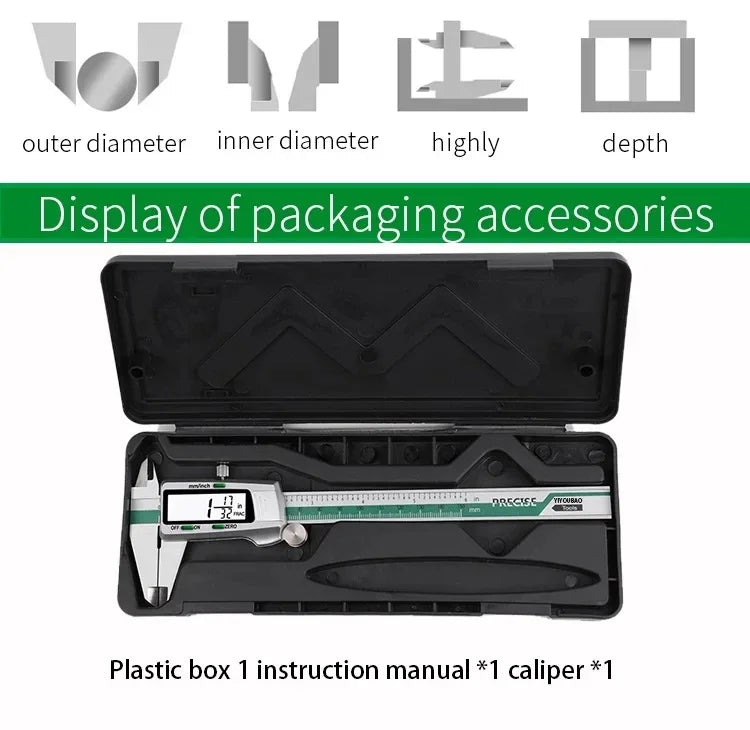 ET50 150mm Digital Caliper Stainless Steel Fraction / MM / Inch 0.01mm High Precision for Mechanical Components Measure