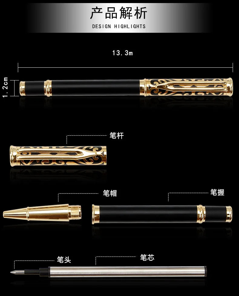 High Quality Luxury Metal Gel Pen Sculpture Pattern Roller Pen Office School Stationary Pen Customized Logo Name Gift
