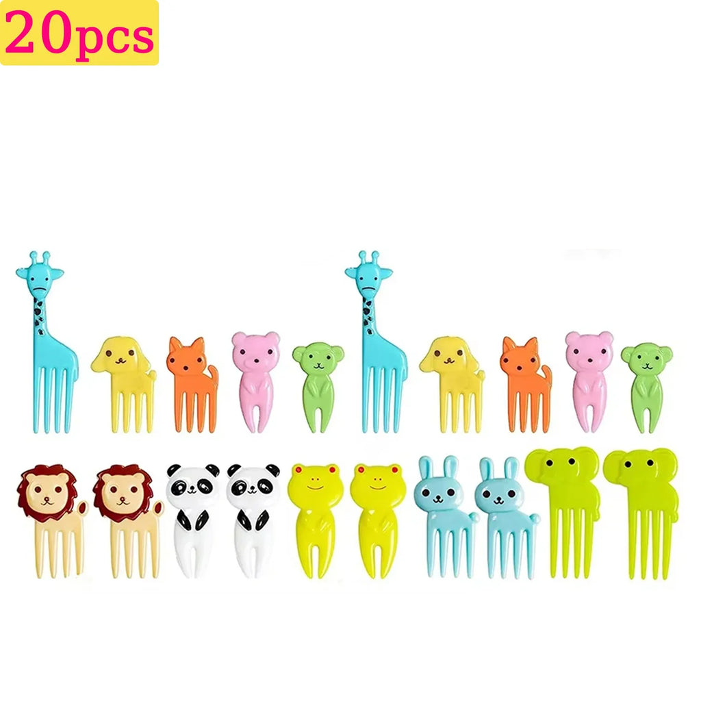 Kids Lunch Bento Box Accessories with Silicone Cupcake Liners for Baking and Small Animal Food Toothpicks Fruit Forks