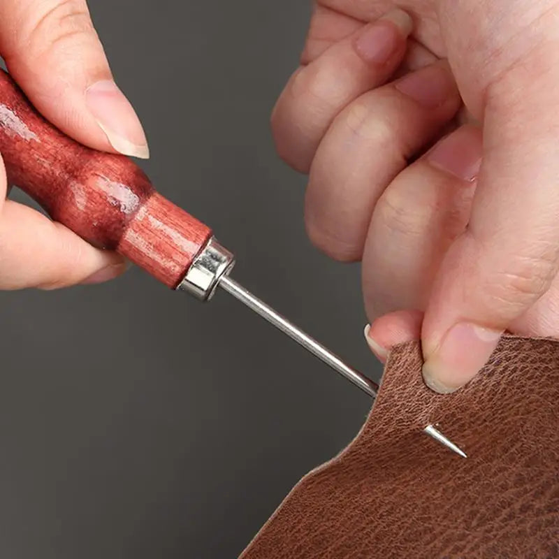 Leather Sewing Awl Set Metal/Wood/Plastic Multifunctional Shoes Repair Tool Kit Punch Stitching Needles DIY Candle Mold Punching