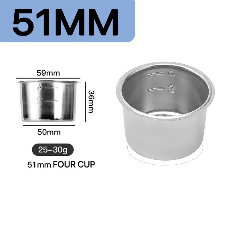 51mm 54mm 58mm Coffee Filter Basket Stainless Steel Coffee Powder Bowl Coffee Handle Bottomless Universal Coffee Powder Bowl