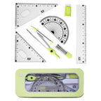 7PCS Stainless Steel Compass Set Math Geometry Tools with Eraser Ruler Student Carpenter Drafting Drawing School Supplies