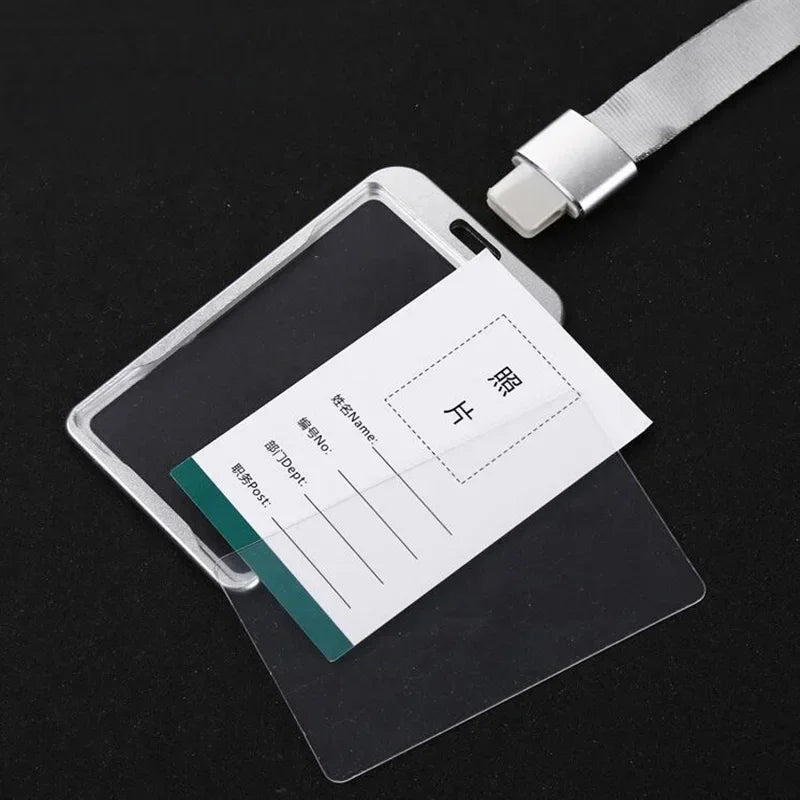 1 Pcs Aluminum Alloy Card Cover Case Bank Business Work Card Holder with ABS Retractable Badge Reel Credit ID Card Badge Bag