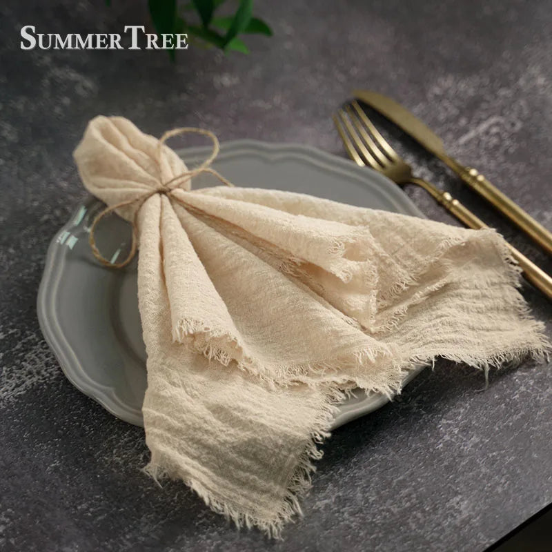 Napkin 41x41cm Cotton Cloth Gauze Retro Burr Rustic Kitchen Towel Dining Place Mat Wedding Party Dinner Mariage Table Decoration