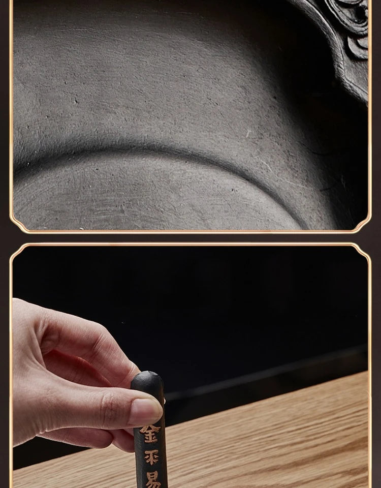 Calligraphy Inkstone Natural Raw Stone Duan Inkstone Chinese Style Brush Writing Painting She Inkstone Vintage Desktop Ornaments