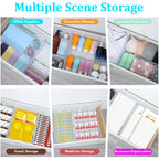 6/8/10/12-Pack Adjustable Drawer Organizers, Clear Expandable Dresser Organizers for Storing Clothes Kitchen Utensils
