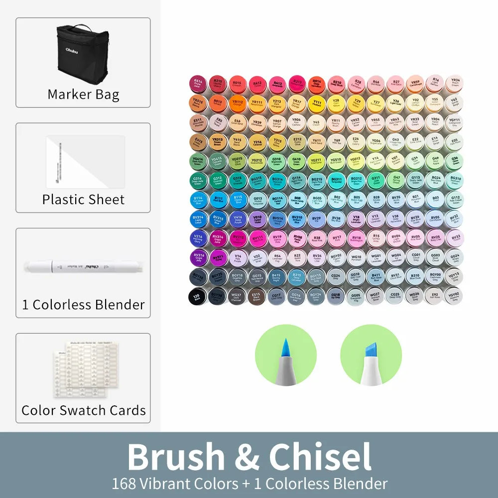 Ohuhu Honolulu Marker Pen Set Color Markers Alcohol Art Markers Refillable Dual Tips Sketching Drawing Manga School Art Supplies