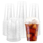 Clear Plastic Beverage Cups with Lids Disposable Cold Drink Containers for Milk Tea Juice Iced Coffee Ice Cream Dessert Party