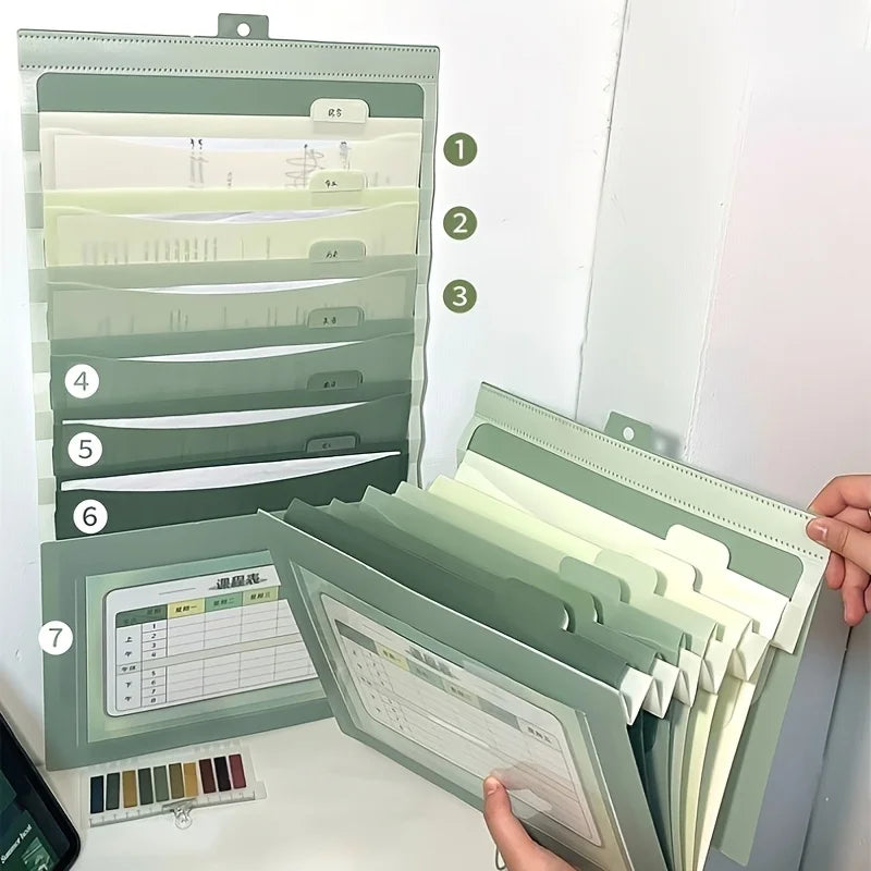 1pc A Hanging File Folder, A Foldable File Bag, An Expandable Ombre File Pouch, Ideal for Both School and Office Settings