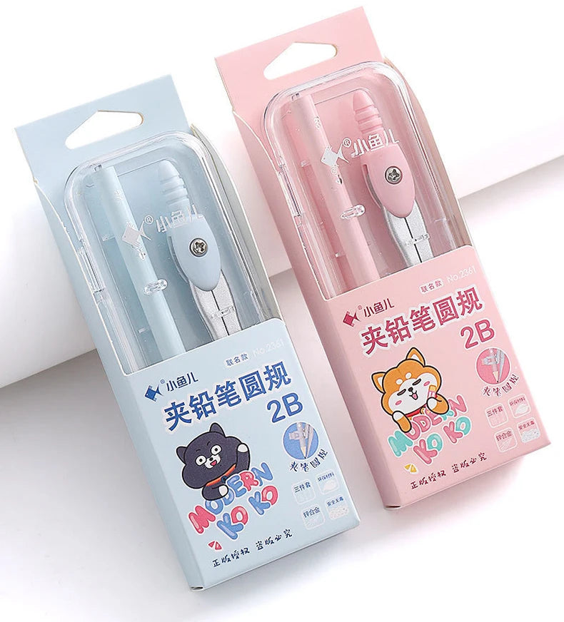 Metal Zinc Alloy Compasses Set,2B Pencil,Drawing Gauge,Removable Pencil,With Sharpener,Student Products 2218
