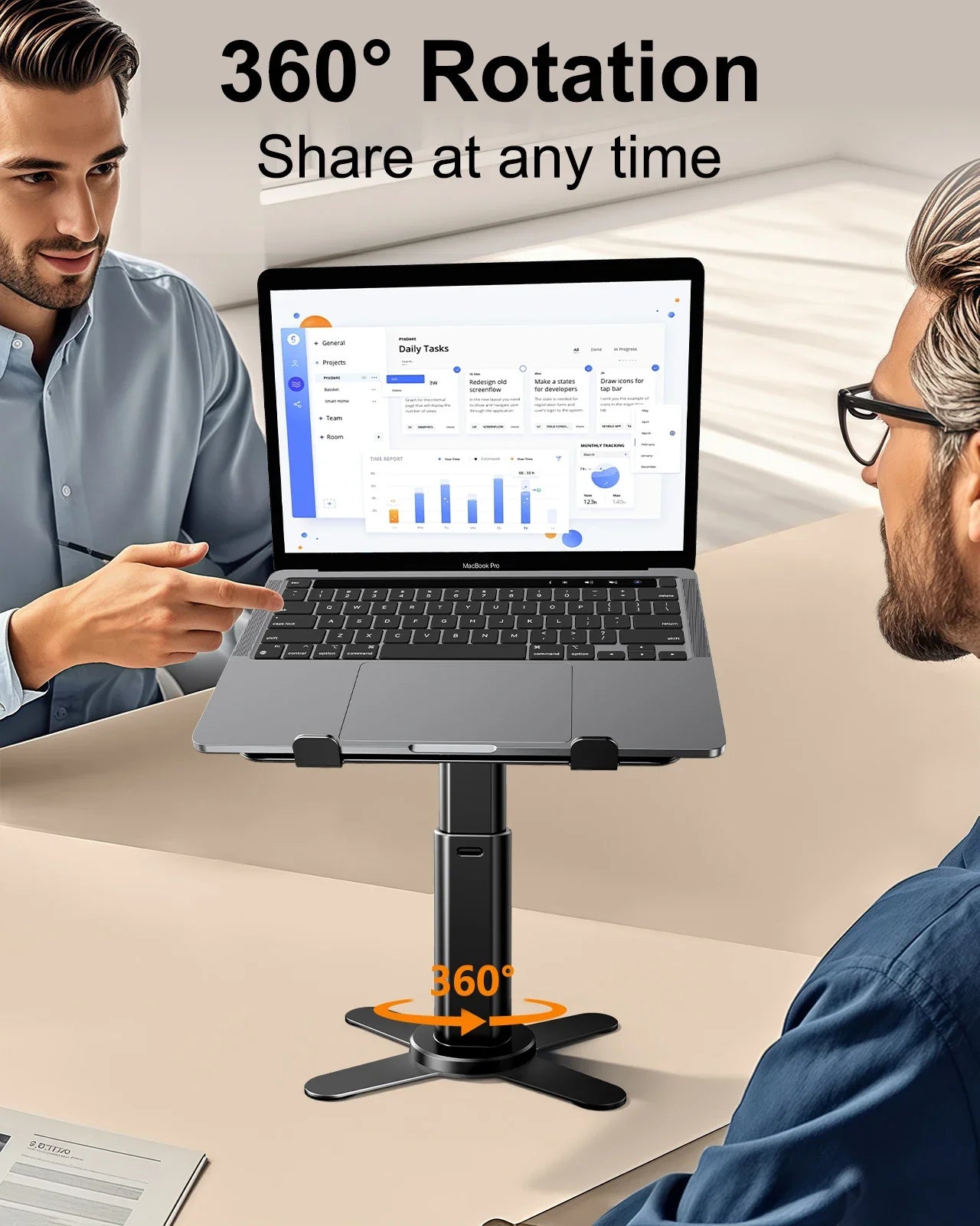 Oatsbasf Metal Desktop Laptop Holder Riser Computer Stand Height Adjustable Portable Laptop Table Stand for 11-17.3" Device
