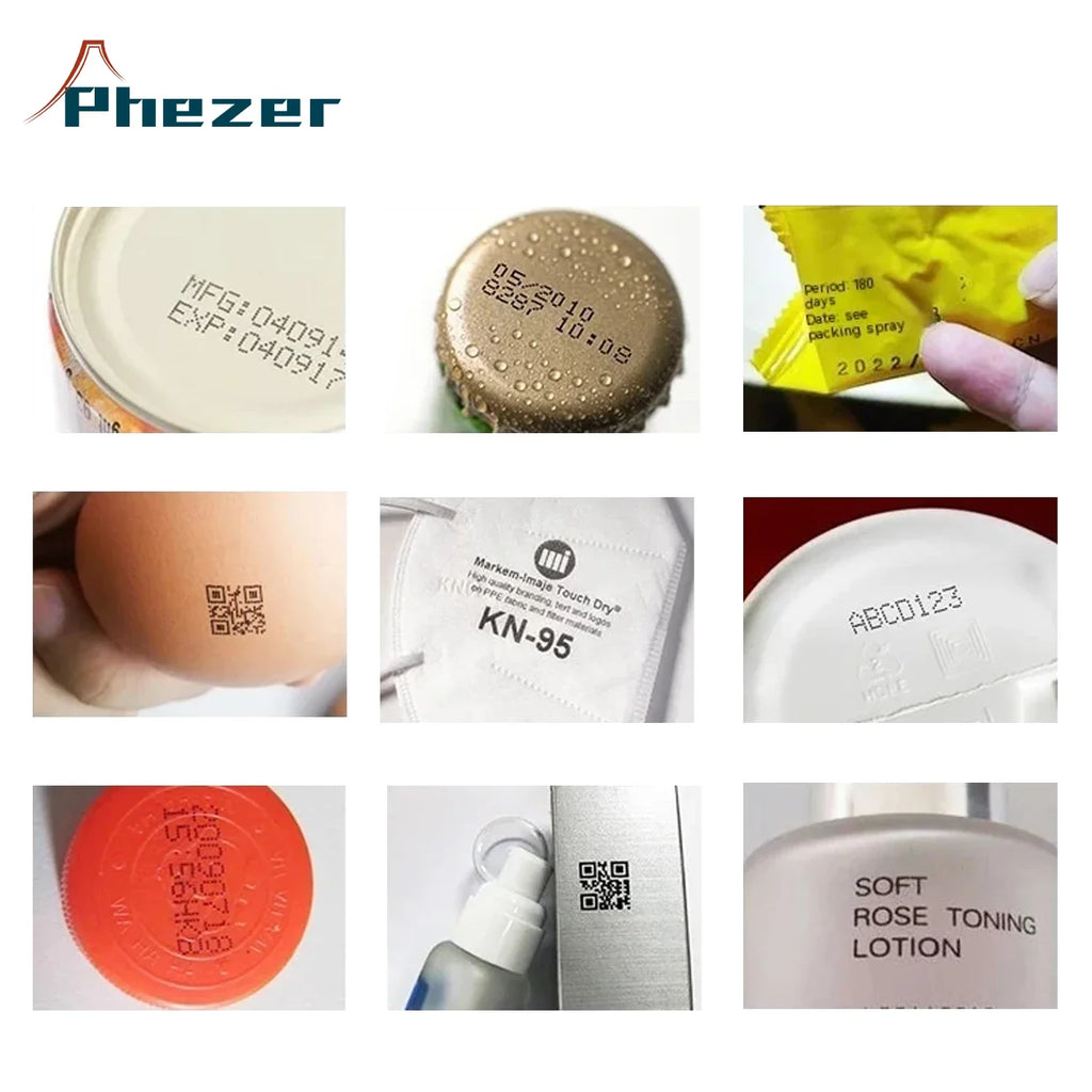 For Hp Phezer 12.7mm Label Printer Batch Code Date Number QR Bar Logo Expiry P15  Handheld Inkjet Printer 28 Languages Portable