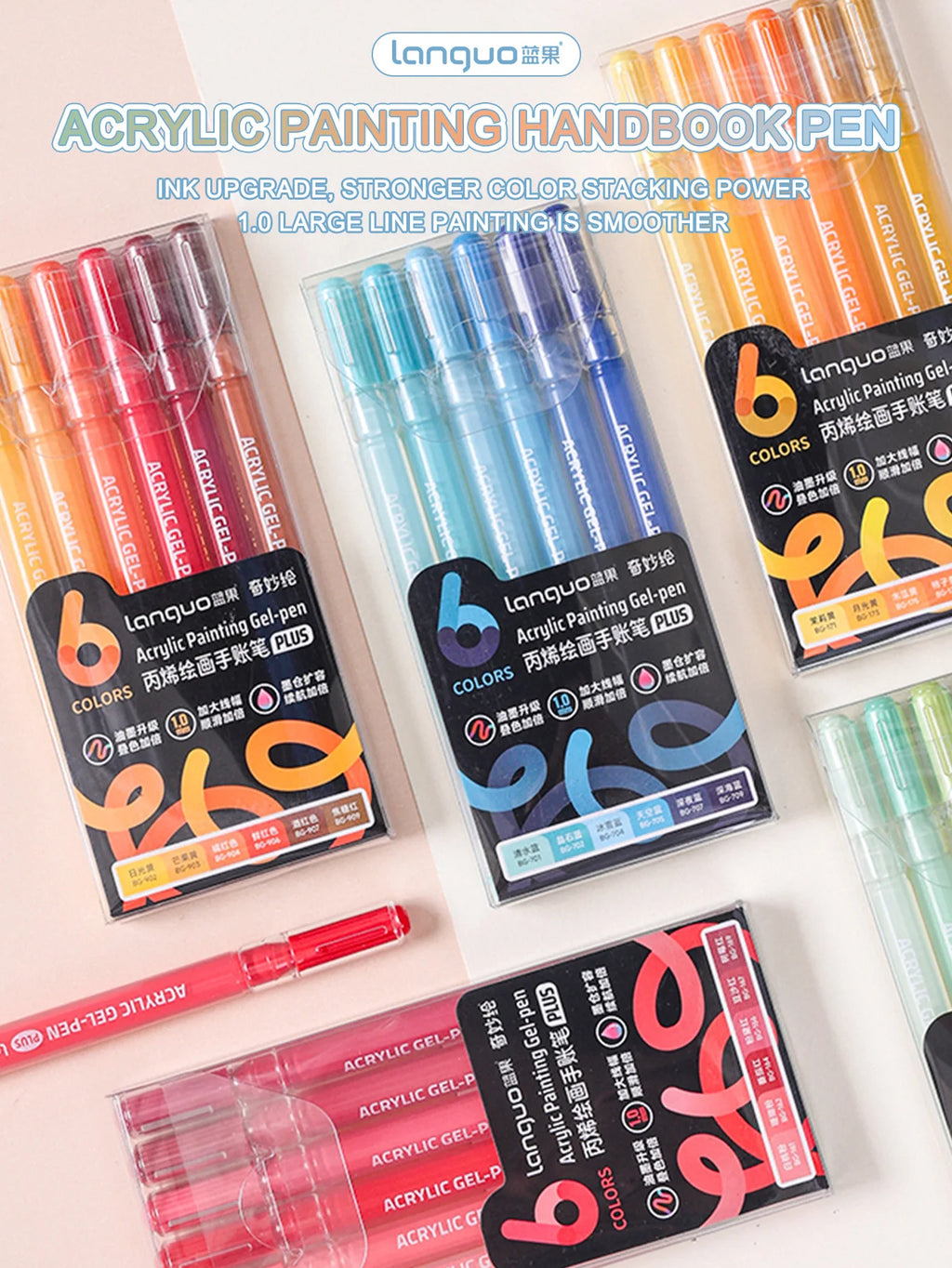 Languo 6/24/36/54/72/90 colors Acrylic Painting Handbook Pens Multi-Color Gel Pen Student Neutral Pen Writing Marker Stationery
