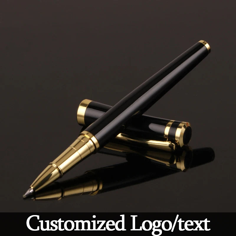 Luxury Metal Silver Black Signature Ballpoint Pens for Business Writing Office Supplies Stationery Customized Logo Name Gift