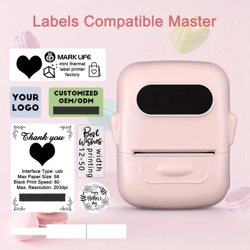 Marklife Thermal Label Printer P50 Protable Bluetooth Wireless Self-Adhesive Printer Tag Price Machine for Office School Kitchen