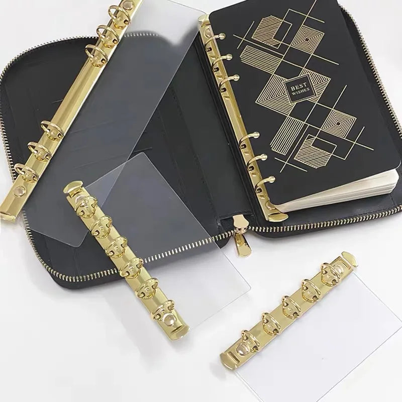 A5 A6 A7 A8 Ring Binder Buckle Metal Binder 6 Holes Clip File Folder Shell Notebook Side Insertion Loose Leaf Book Board Planner