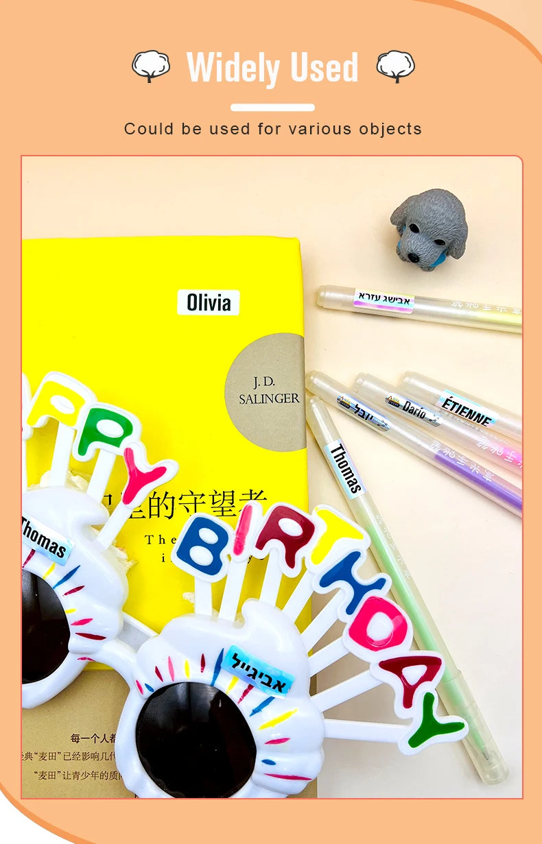 Name Tag Sticker Custom Kawaii Waterproof Adhesive Stationery Decals Personalize First Name Label for Children School Bottle