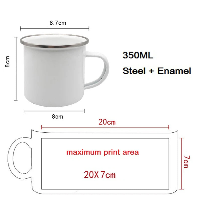 Customized Enamel Mug Print with LOGO Photo and Text, Office Water Cups, Personalize Name, Breakfast Milk Tea Coffee Cup, 350ml