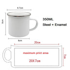 Customized Enamel Mug Print with LOGO Photo and Text, Office Water Cups, Personalize Name, Breakfast Milk Tea Coffee Cup, 350ml