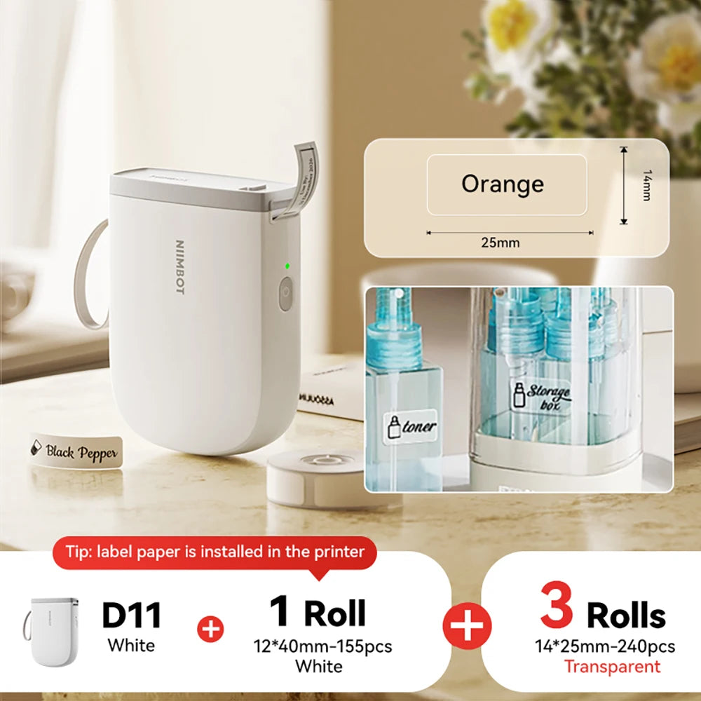 NIIMBOT D11 New Version Label Printer Mini Portable 300DPI Bluetooth Wireless Label Maker Name Tag Kitchen Sticker PrintingMaker