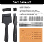 WUTA Multifunctional Leather Hole Punch Round Pricking Iron Stitching Punching Chisel Interchangeable Head Leather Craft Tools