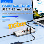 Blueendless Aluminium 10Gbps USB3.2 Gen2 4/10port HUB Docking Station USB-C USB-A Type C Splitter Adapter for PC Laptop macbook