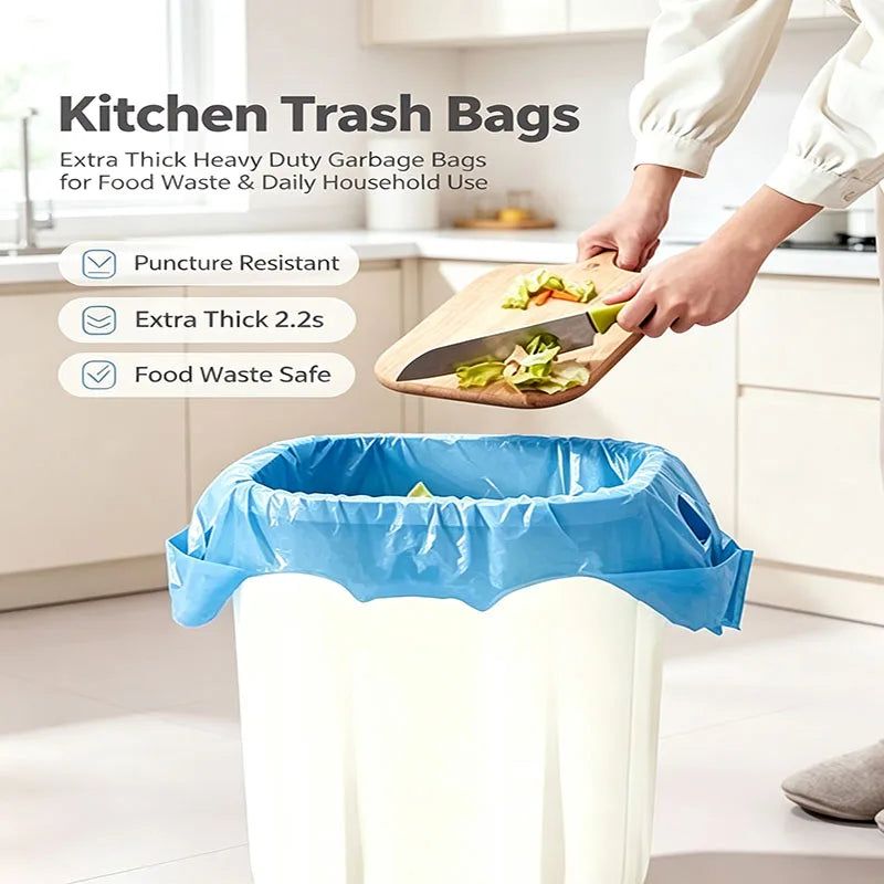 200pcs Heavy Duty Vest Trash Bags with Handles, Thick Disposable Plastic Garbage Bags for Home Bathroom & Kitchen