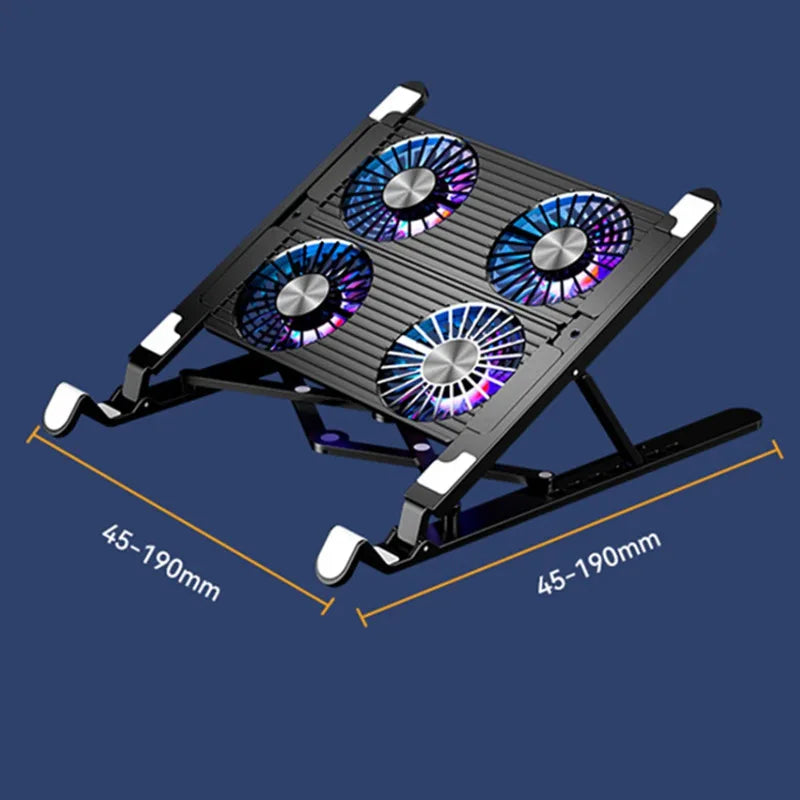 2025 Best-Selling Laptop Base Stand Cooler Portable Foldable Notebook Stand with 4 Cooling Fan for 11-17.3 Devices Anti-slip