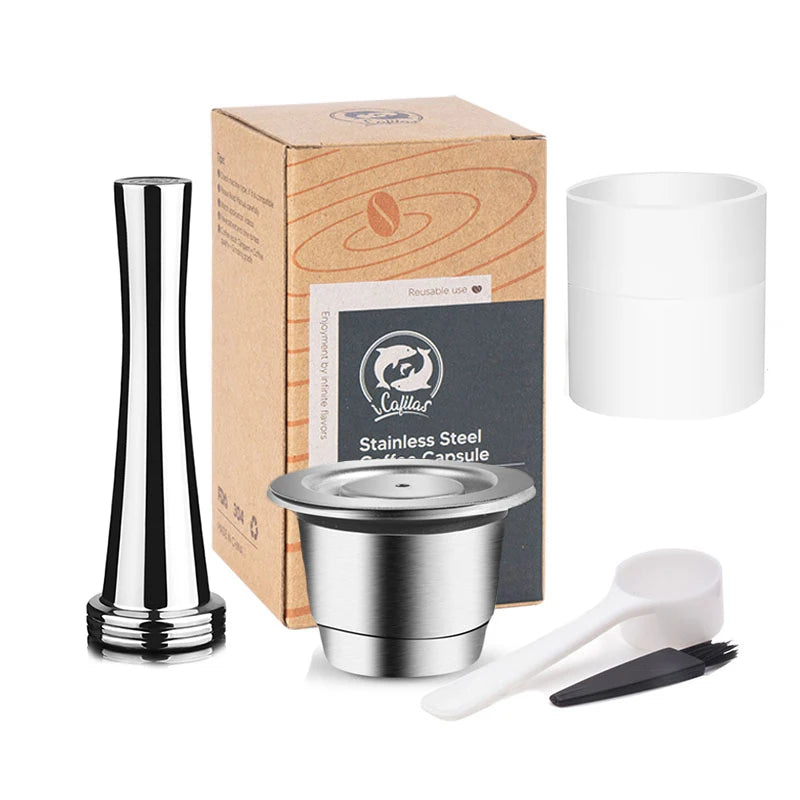 Reusable Nespresso Coffee Capsules Cup Stainless steel Refillable Coffee Capsule Refilling Filter Coffeeware