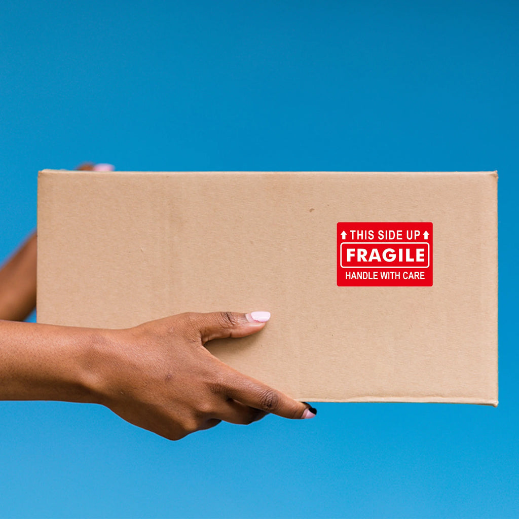 300 Sheets Per Roll/2*3In. Fragile on This Side, Handle with Care. Red Warning Stickers. Warning Box Packaging. Shipping Adhesive Labels. Shipping Warning Label Stickers, Handle with Care Label Stickers