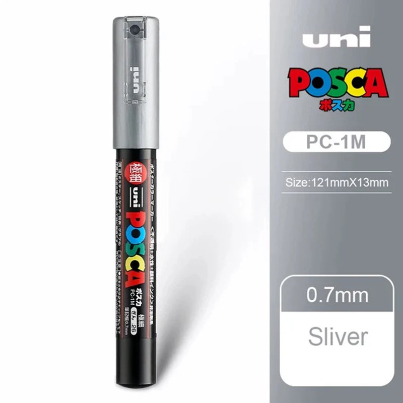 1pcs Japan UNI POSCA Marker Pen PC-1M/3M/5M POP Poster Graffiti Permanent Acrylic Marker White Black Gold Silver Art Supplies