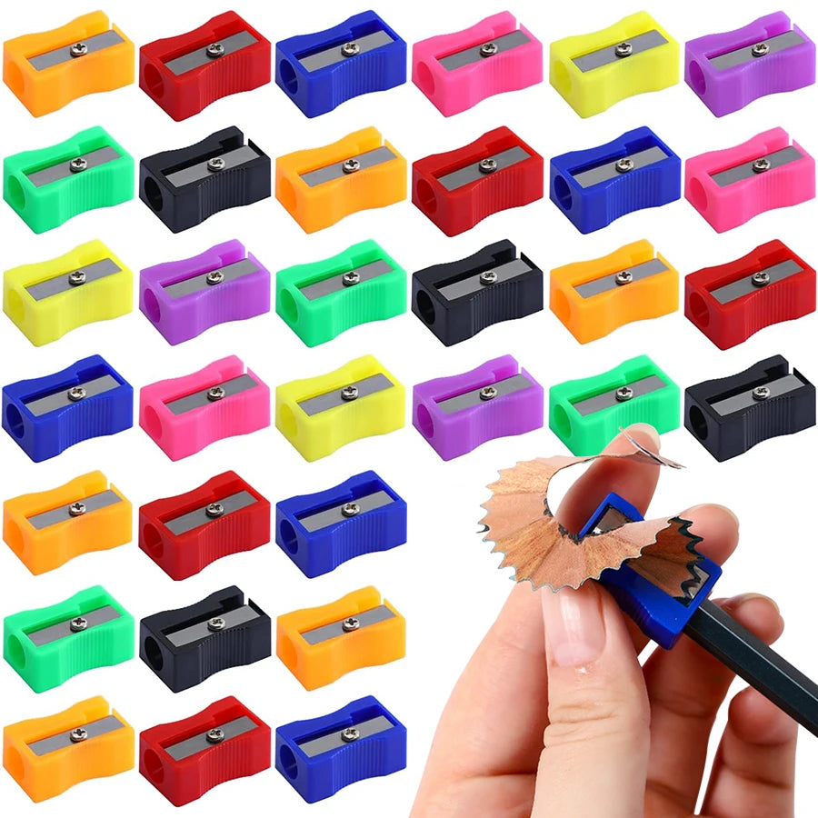 40-120pcs 2.5cm Mini Color Pencil Sharpener Curved Anti-slip Design Plastic Square Pencil Sharpener School Reward Stationery