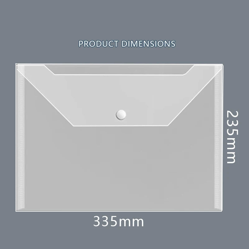 20Pcs A4 Size Plastic EnvelopeTransparent Reusable Poly Envelope Waterproof Folder with Buttons  for School Office Suppli
