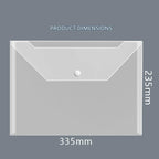 20Pcs A4 Size Plastic EnvelopeTransparent Reusable Poly Envelope Waterproof Folder with Buttons  for School Office Suppli