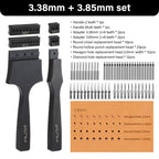 WUTA Multifunctional Leather Hole Punch Round Pricking Iron Stitching Punching Chisel Interchangeable Head Leather Craft Tools