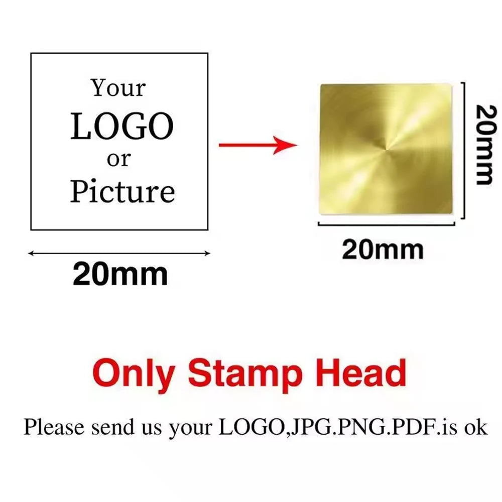 Custom Brass Wax Seal Stamp Personalized LOGO 25/30/40/50mm Round/Square Wax Sealing Head For Wedding Invitation Card Decor Seal