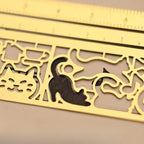 1pc Kawaii Cat Ruler Hollow Metal Bookmark Ruler Multifunctional Ruler for Painting Drawing Diary Hand Account Tool Cute Gift