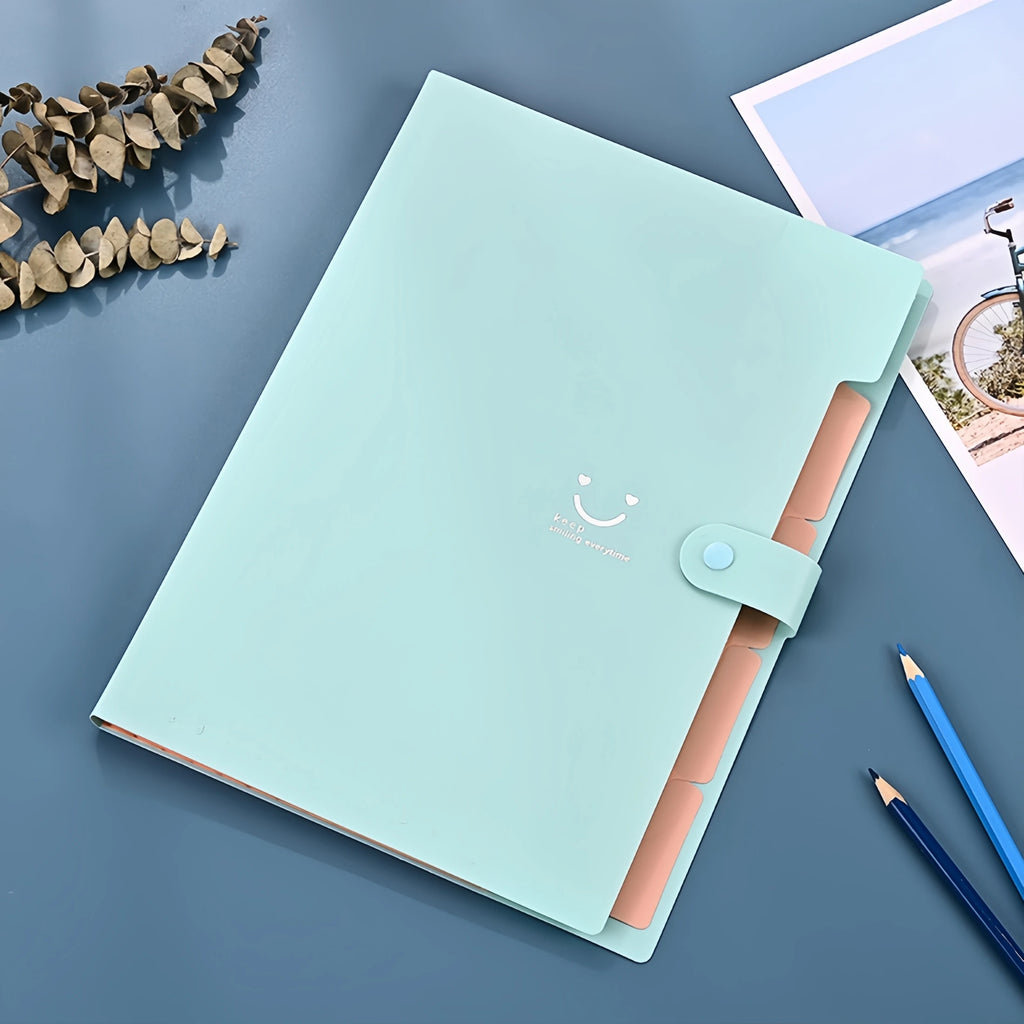 5page Classic Accordion File Folders - A4 Document Storage Bags with Plastic Material and Test Roll Holder - Durable and Expanda