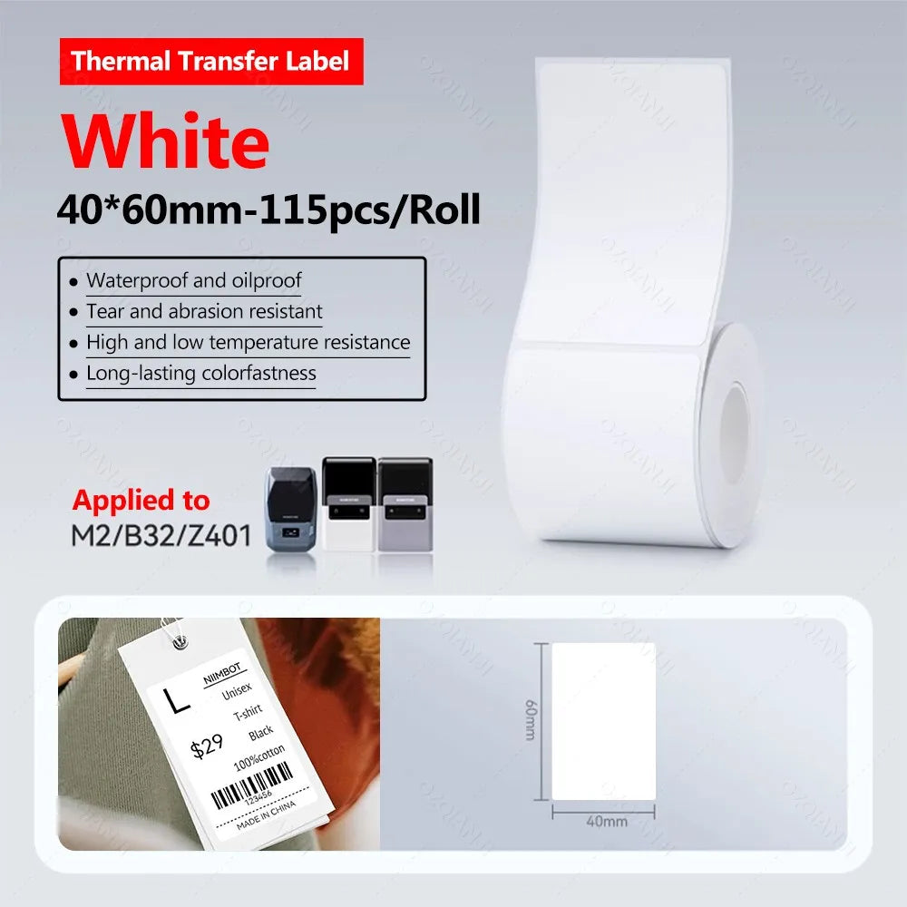 Niimbot M2 Label Printer Color Thermal Transfer Labels Sticker Paper Adhesive Network Organizer Jewelry Tag Label & Color Ribbon