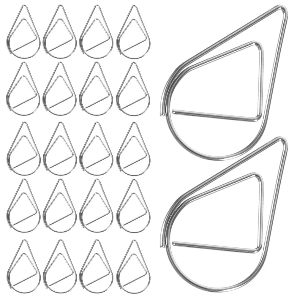 50pcs Modeling Paper Clips Metal Material Water Drop Shape Golden Silver Black Colored Bookmark Memo Clips Office Stationery
