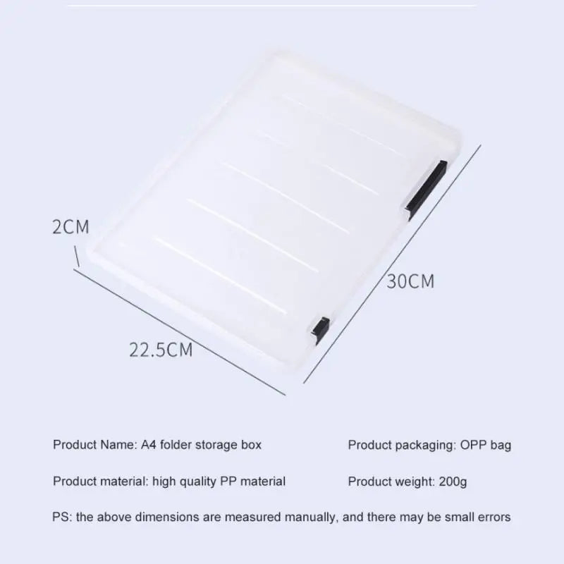 Transparent Thicken A4 File Box Plastic Office Document Sorting Storage Box Buckle Design Book File Archive Seal Boxes Organizer