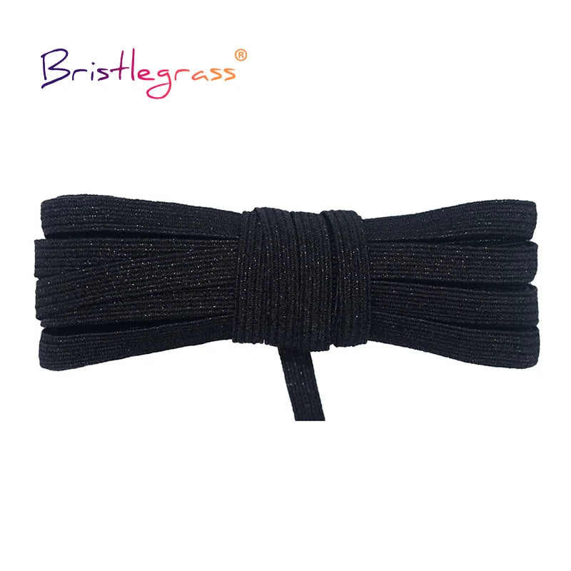 BRISTLEGRASS 2 5 10 Yard Flat Skinny Elastic Cord 1/4" 6mm Latex Rubber Bands Stretch String Notebook Ear Loop Dress Sewing Trim