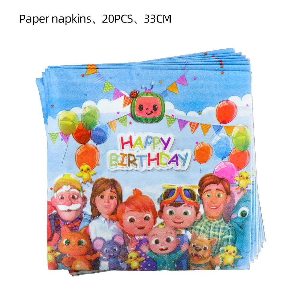 Cartoon Family Theme Birthday Party Decoration Disposable Set Tableware Plate Napkins Tablecloth For Kid Shower Supplies Puzzle