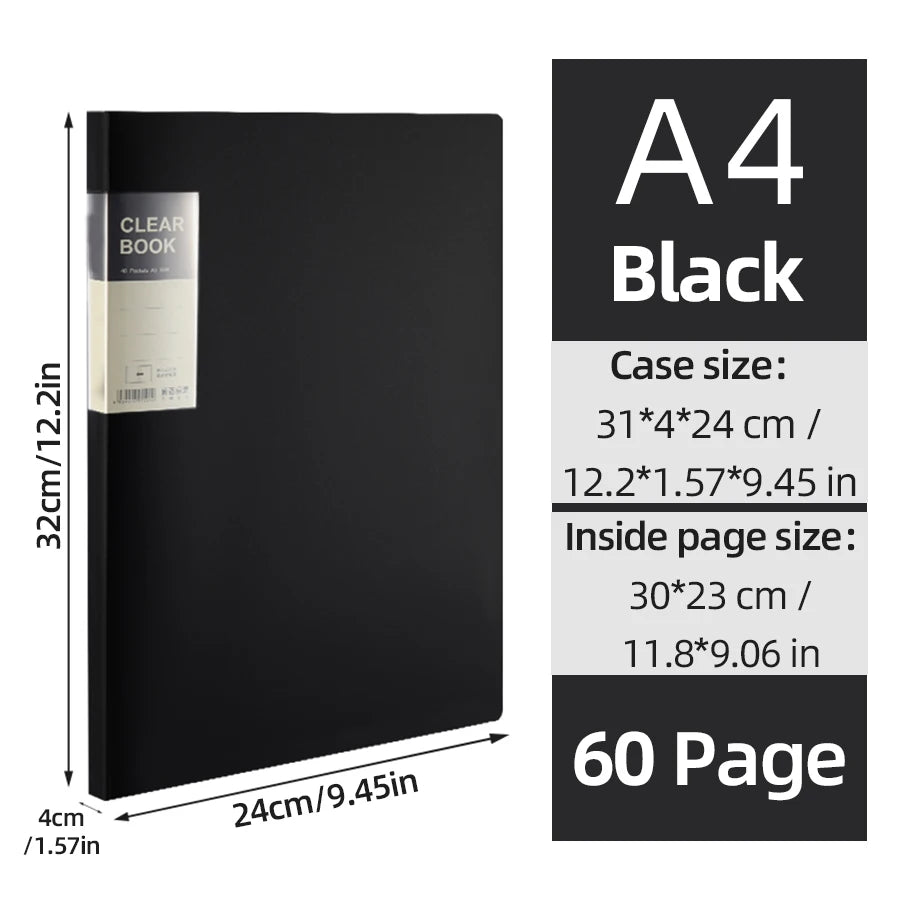 A4 Side-Loading Document Folder Multi-Layer Transparent  Organizer Paper Holder Sheet Music Binder with Dividers 20/30/40/60Page