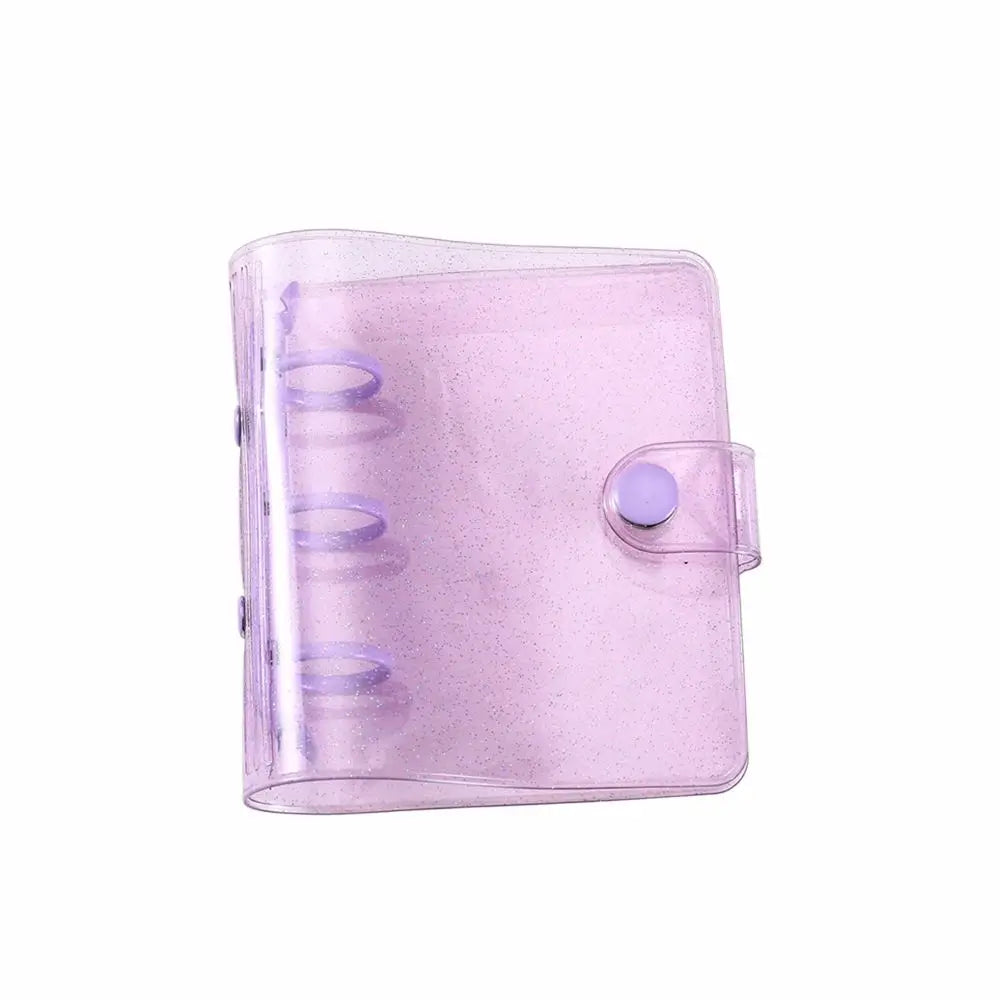 Portable Mini Handbook Glitter Notebook Pages Transparent Binder Notebook Cover Card Organizer 3 Hole Binder Clip Photo album