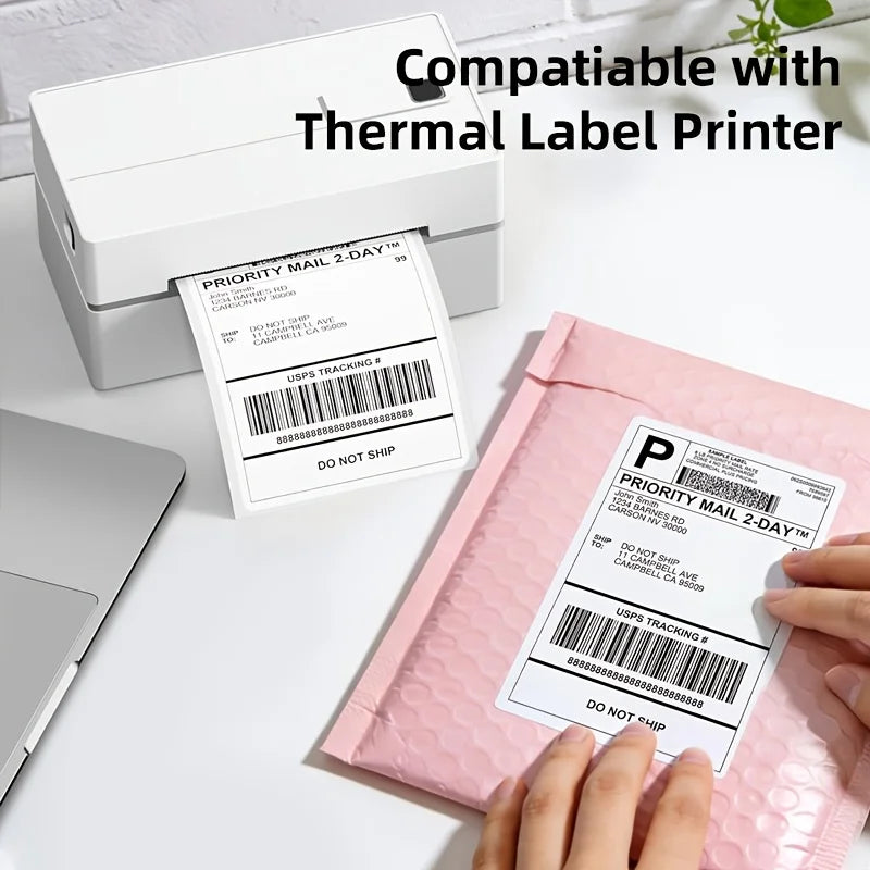 100x100mm Direct Thermal Shipping Labels 500pcs/Roll Oil Resistant Permanent Adhesive White Blank Self Adhesive Mailing Address
